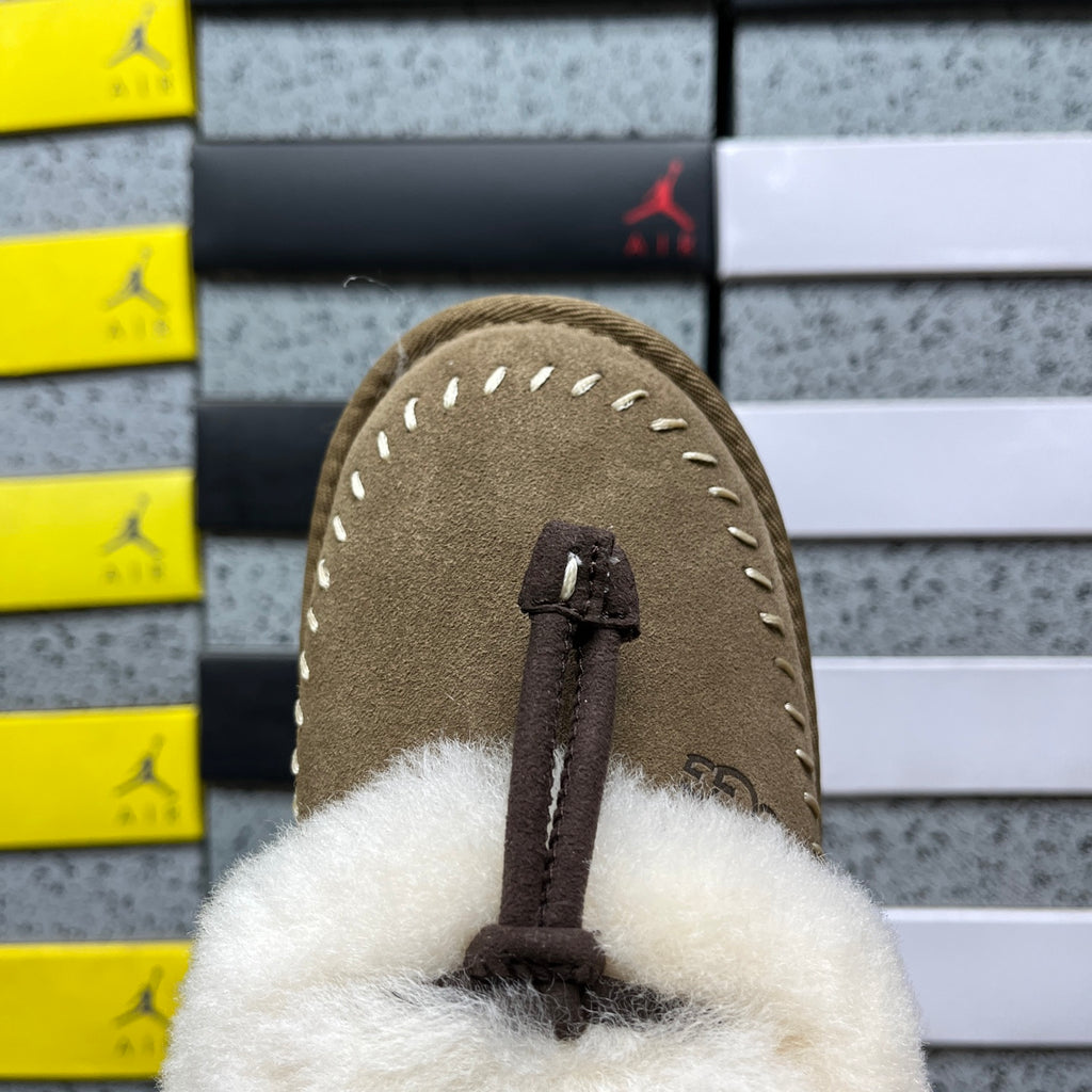 UGG Light Copper Plush-Collar Slippers