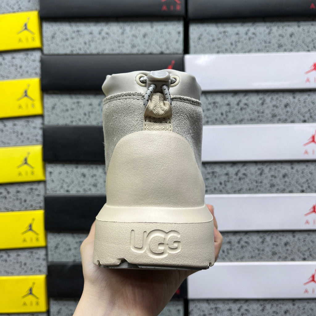 UGG Grey & Off-White Lace-Up Platform Ankle Boots
