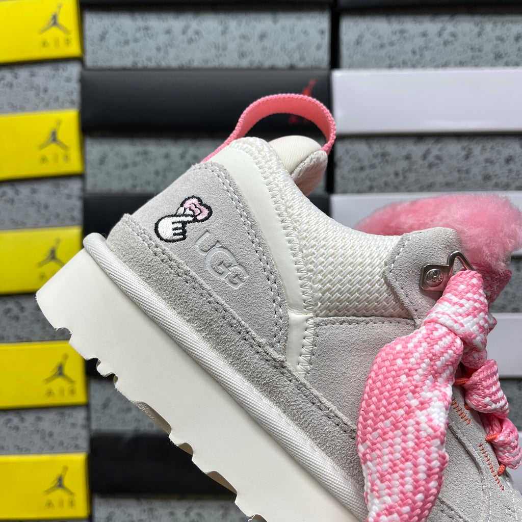 UGG White & Pink Lace-Up Platform Shoes