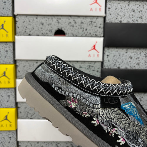 UGG Black Dragon & Tiger Embroidered Slip-On Shoes