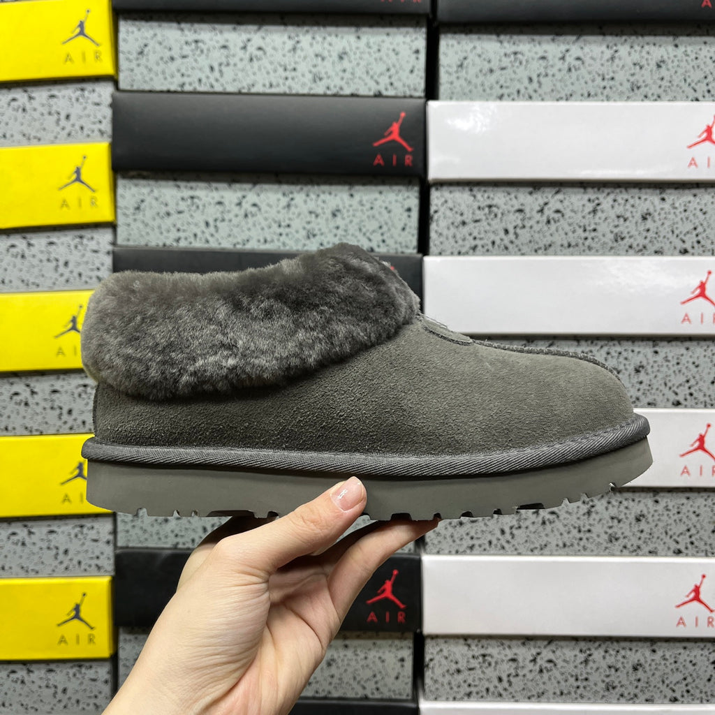 UGG Grey Plush-Collar Slip-On Shoes