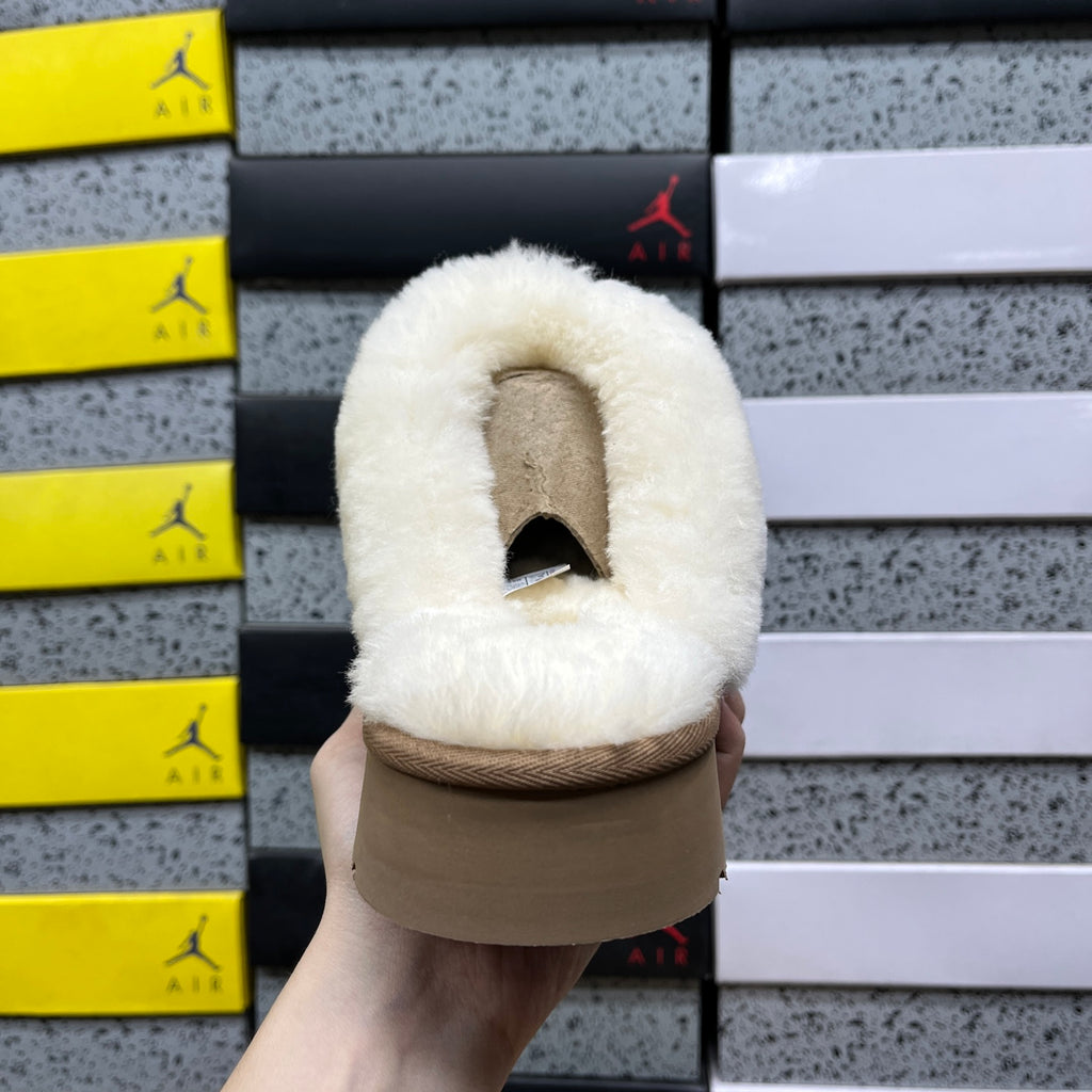 UGG Chestnut Plush-Collar Slip-On Shoes