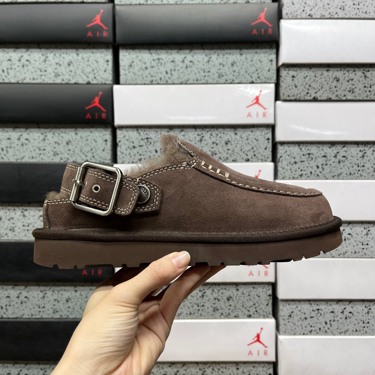 UGG Dark Brown Buckle-Strap Clogs