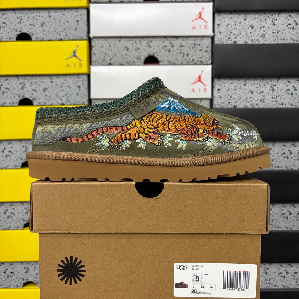 UGG Olive Green Dragon & Tiger Embroidered Slip-On Shoes