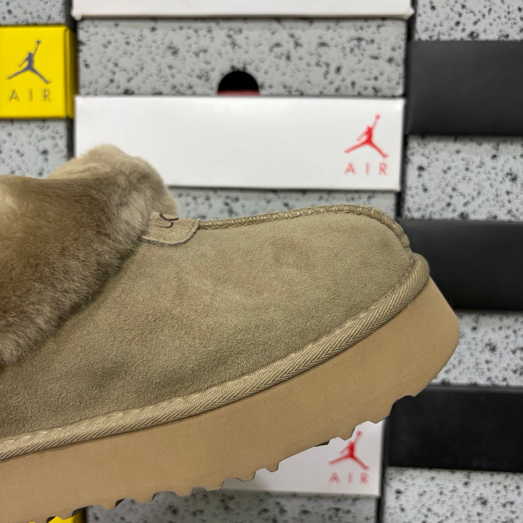 UGG Antelope Brown Plush-Collar Slip-On Shoes