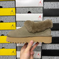 UGG Brown Plush-Collar Platform Slip-On Shoes