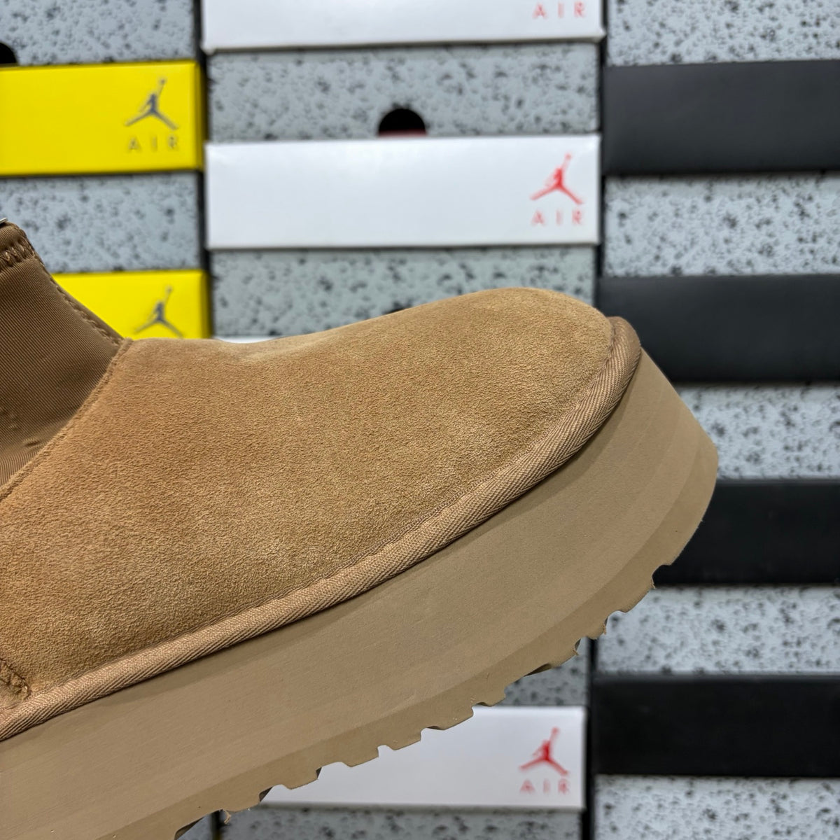 UGG Brown Platform Ankle Boots with Contrast Pull Tab | 8170