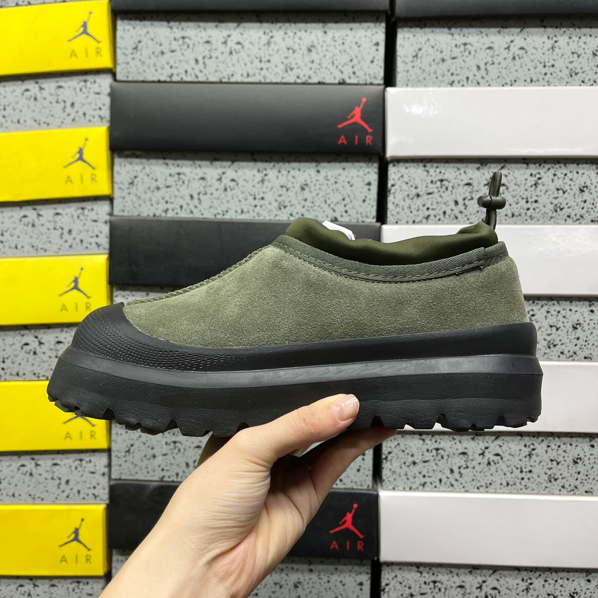 UGG Olive Green & Black Slip-On Platform Shoes