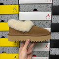 UGG Chestnut Plush-Collar Platform Slip-On Shoes