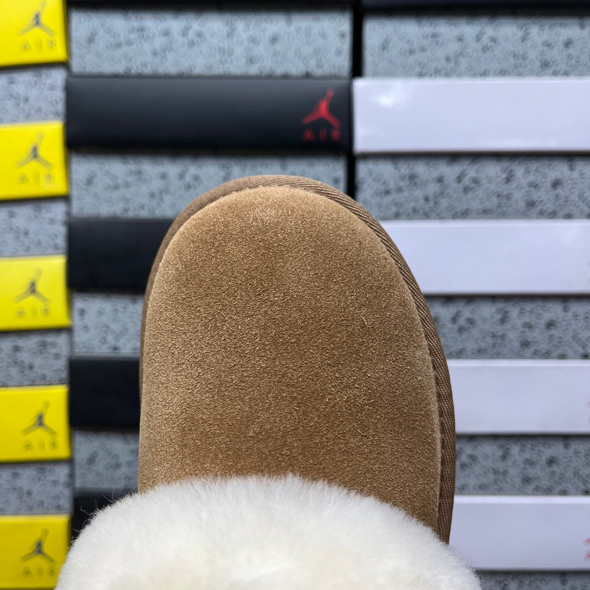 UGG Chestnut Plush-Collar Platform Slip-On Shoes
