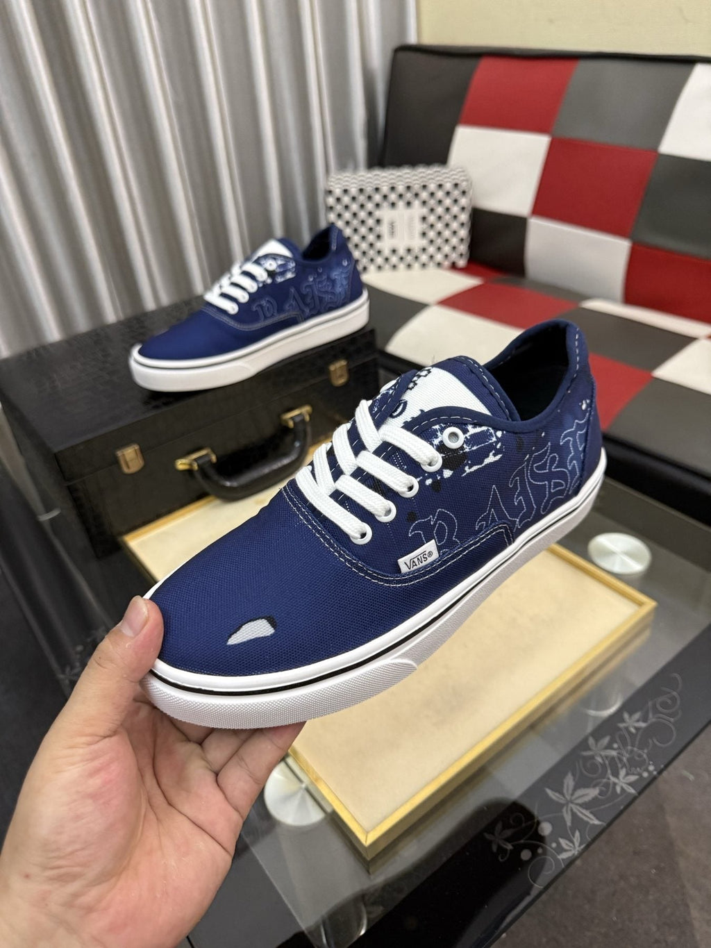 Vans Navy Blue Graphic Low-Top Sneakers