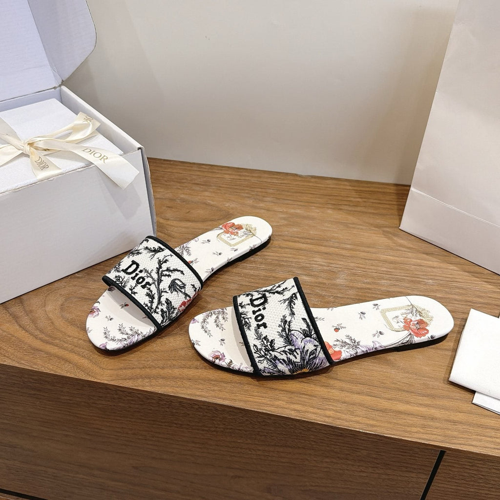 Dior Floral Printed Slide Sandals