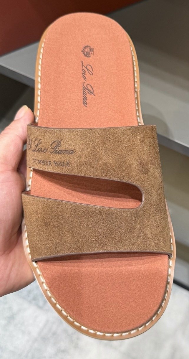 Loro Piana Summer Walk Slotted Slide Sandals