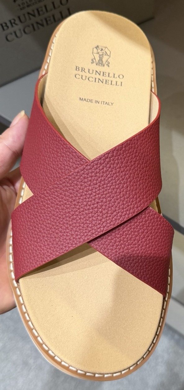 Brunello Cucinelli Men's Cross-Strap Slide Sandals - Cross-Over Strap Design